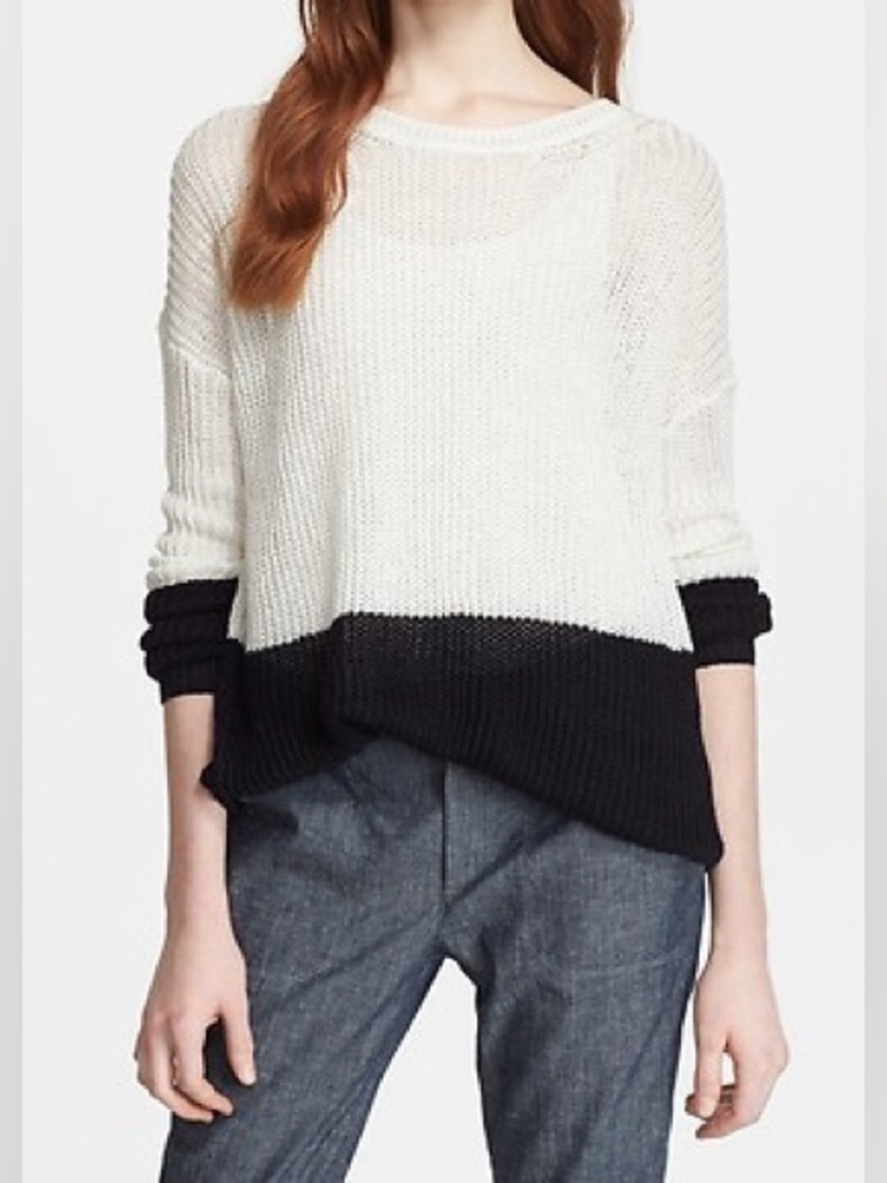 $338 VINCE COLOR BLOCK LINEN OPEN KNIT SWEATER